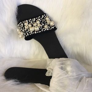 Black Pearl Sandal Slides